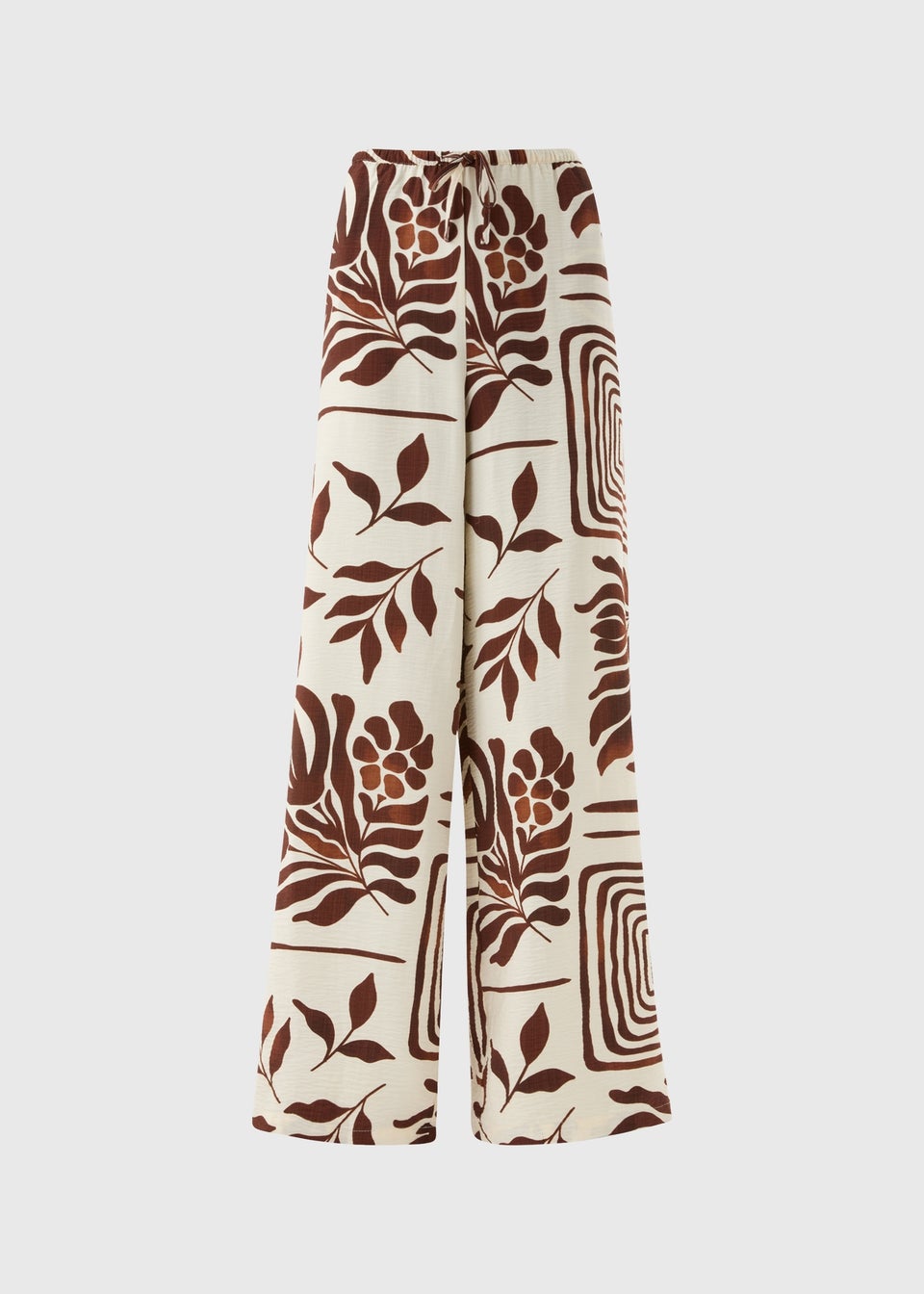Et Vous Brown Abstract Leaf Co Ord Wide Leg Trousers