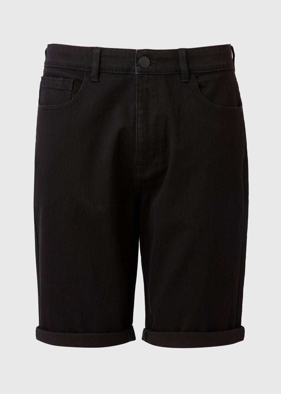 Black Stretch Denim Shorts