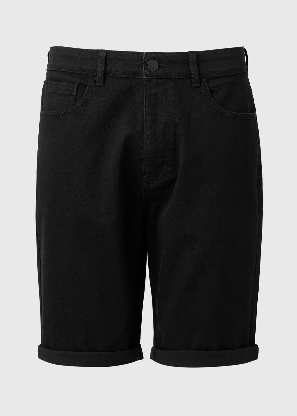 Black Stretch Denim Shorts