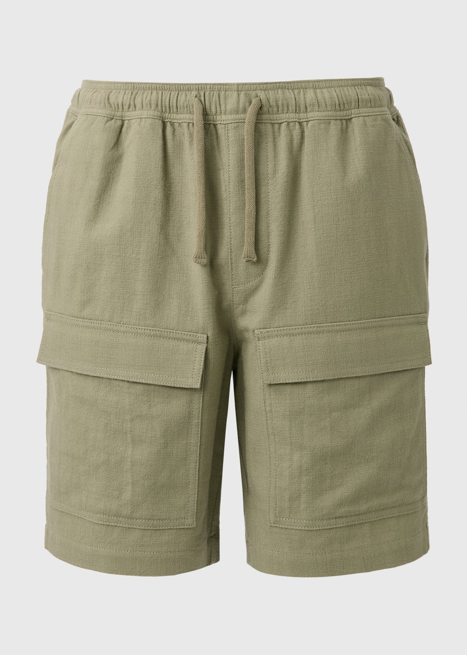 Sage Green Textured Pocket Shorts
