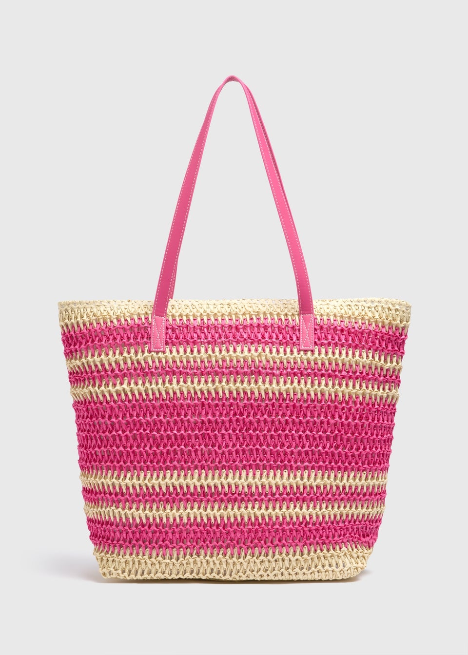 Pink Straw Beach Bag