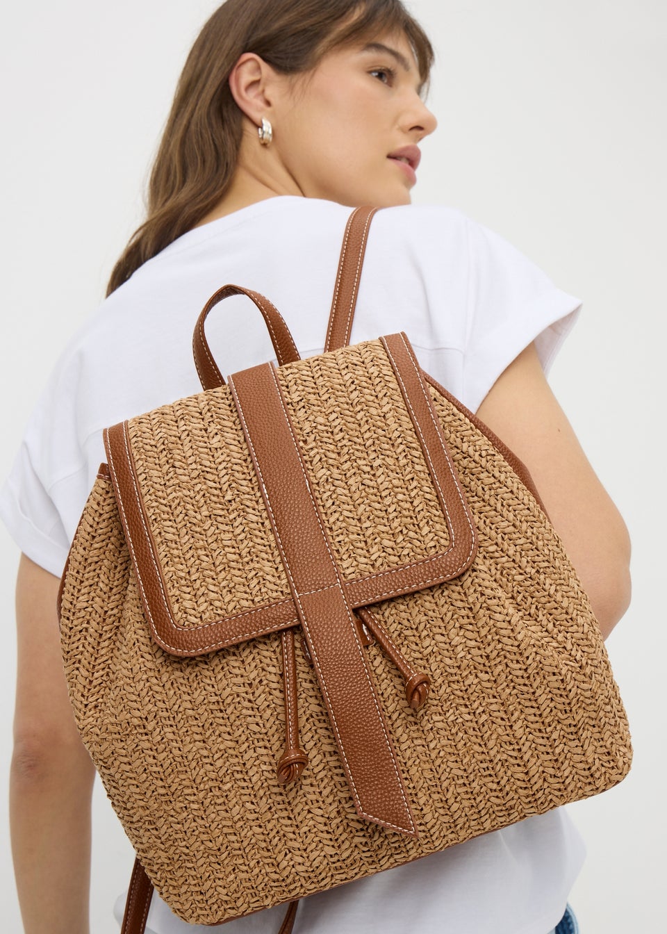 Natural Straw Backpack