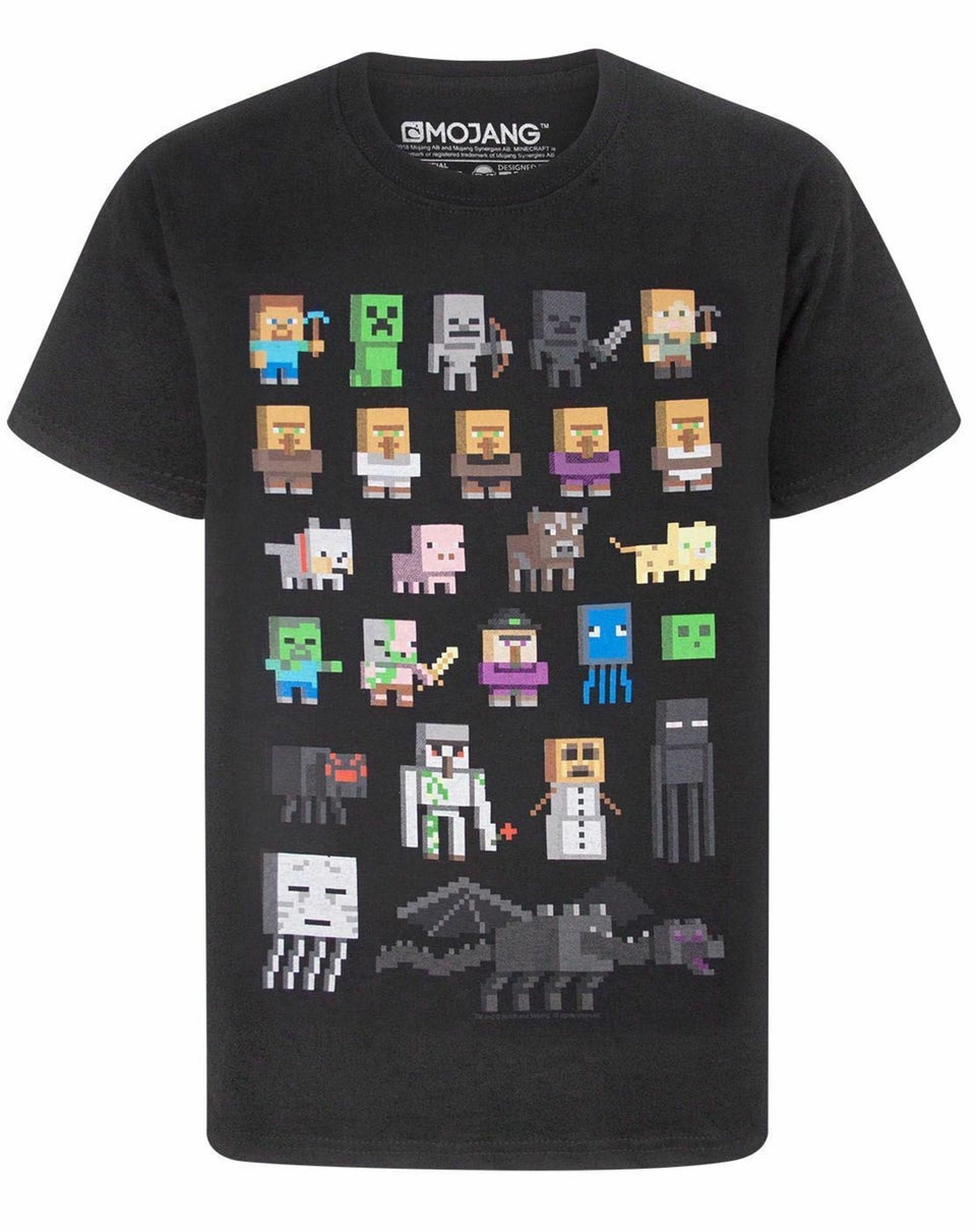 Minecraft Boys Black Sprites T Shirt 3 15 Years Matalan