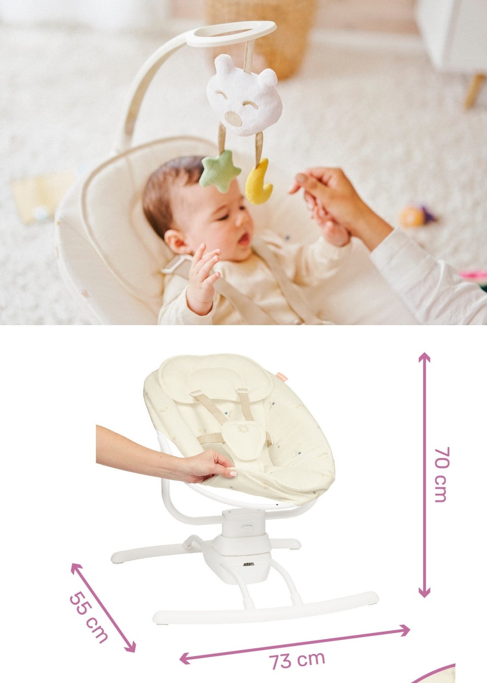 Badabulle Cream Lateral Swing with Remote