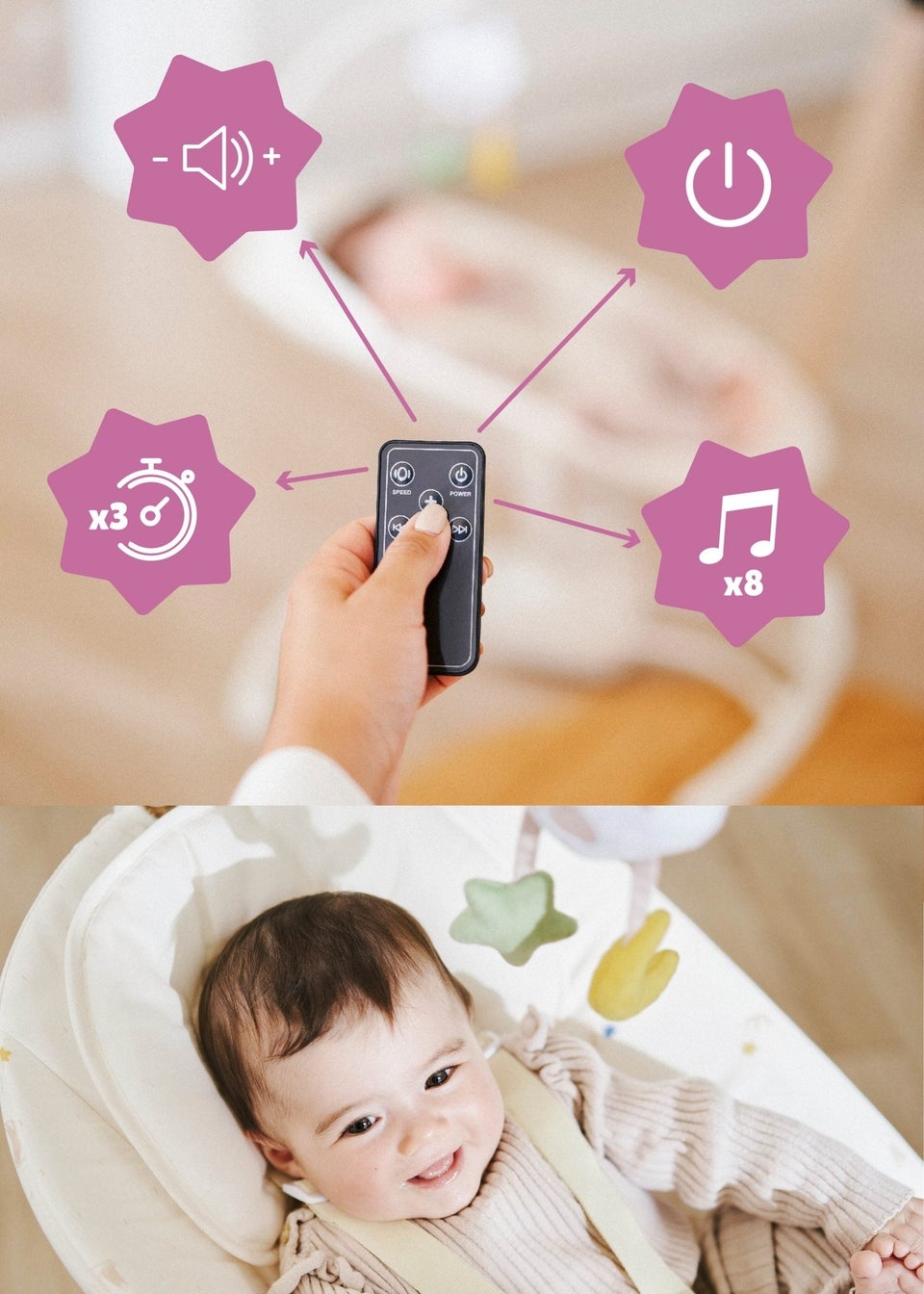 Badabulle Cream Lateral Swing with Remote