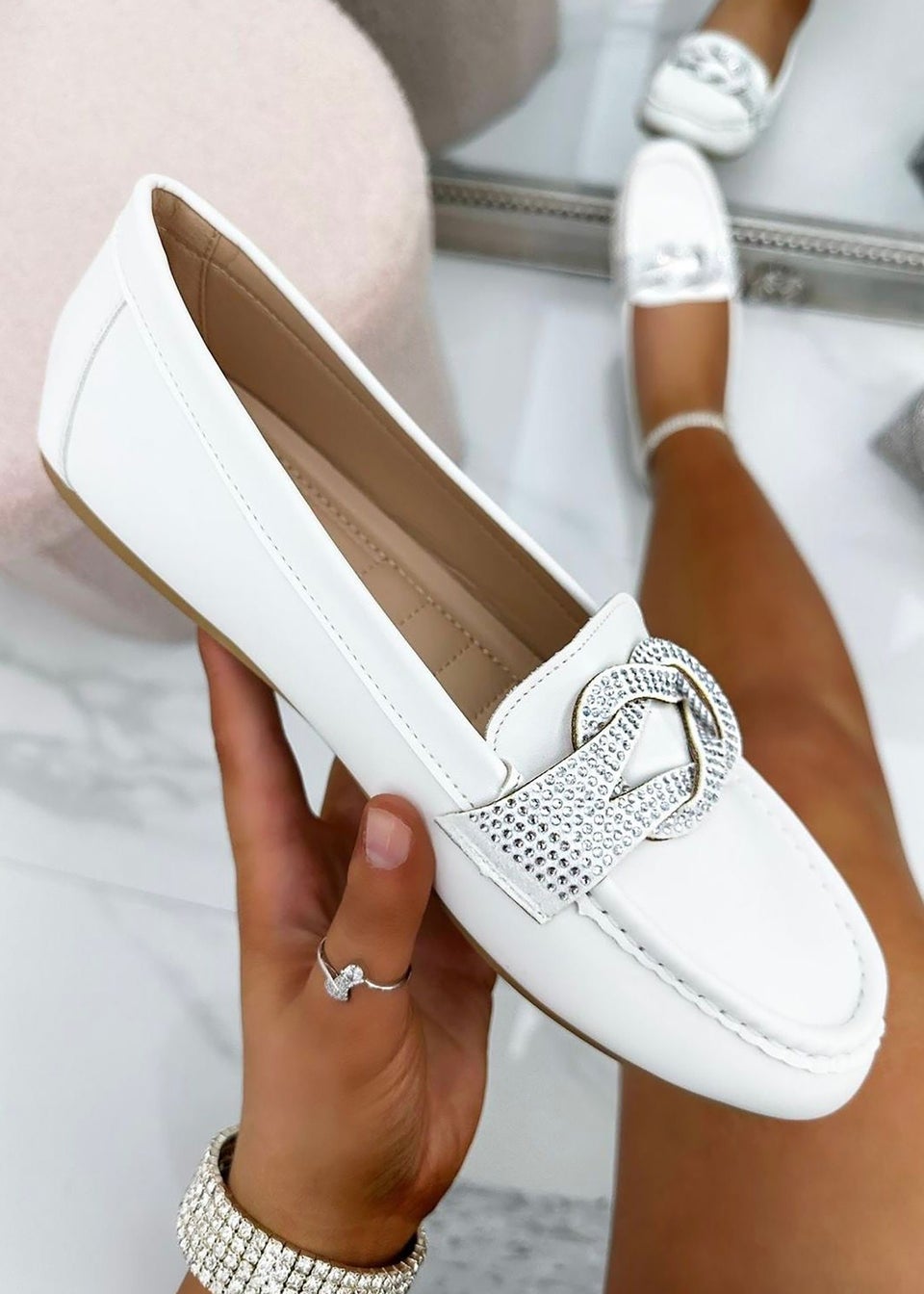 Love Lemonade White Sparkly Infinity Loafers