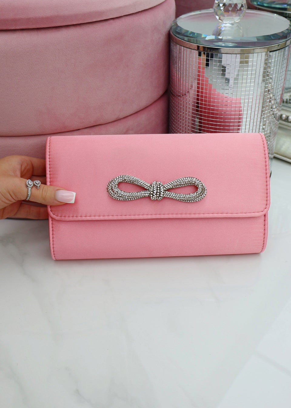 Love Lemonade Pink Crystal Sassy Bow Bag