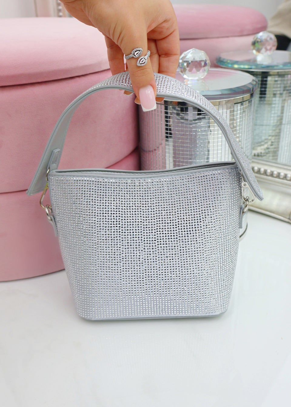 Silver tote handbags cheap
