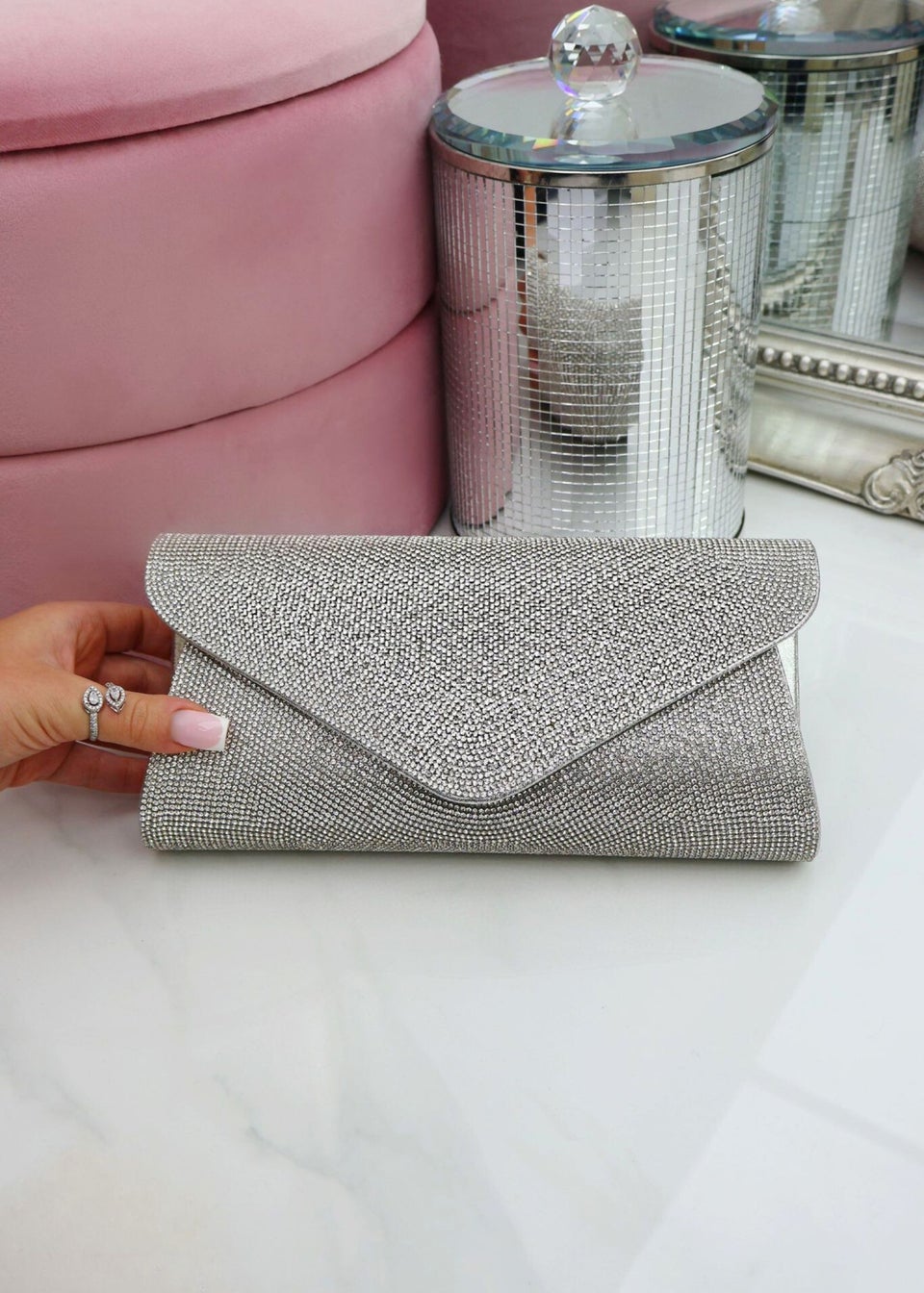 Silver clutch bag next store
