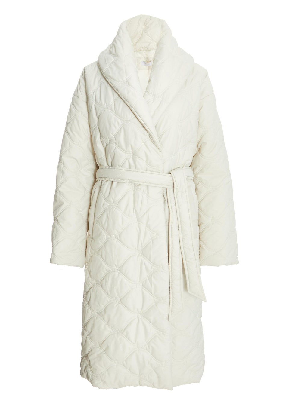 Quiz Cream Quilted Long Line Coat