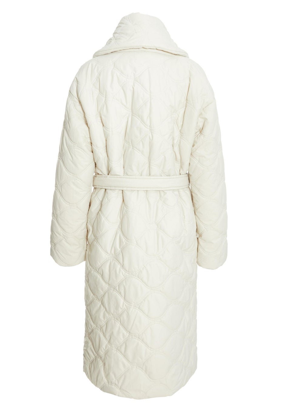 Quiz Cream Quilted Long Line Coat
