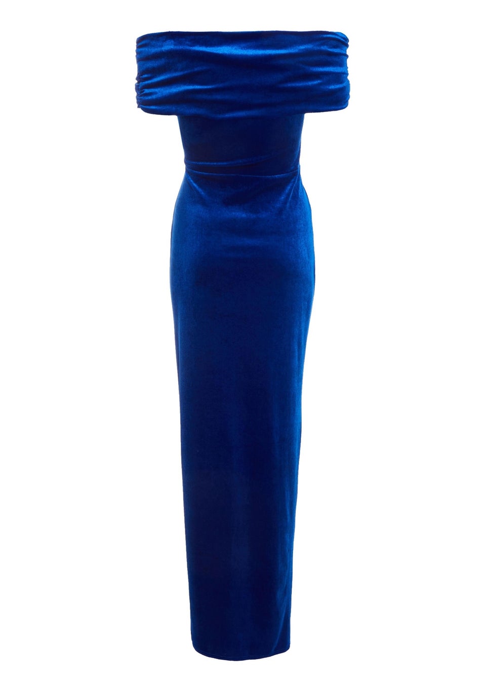 Quiz Cobalt Velvet Bardot Maxi Dress