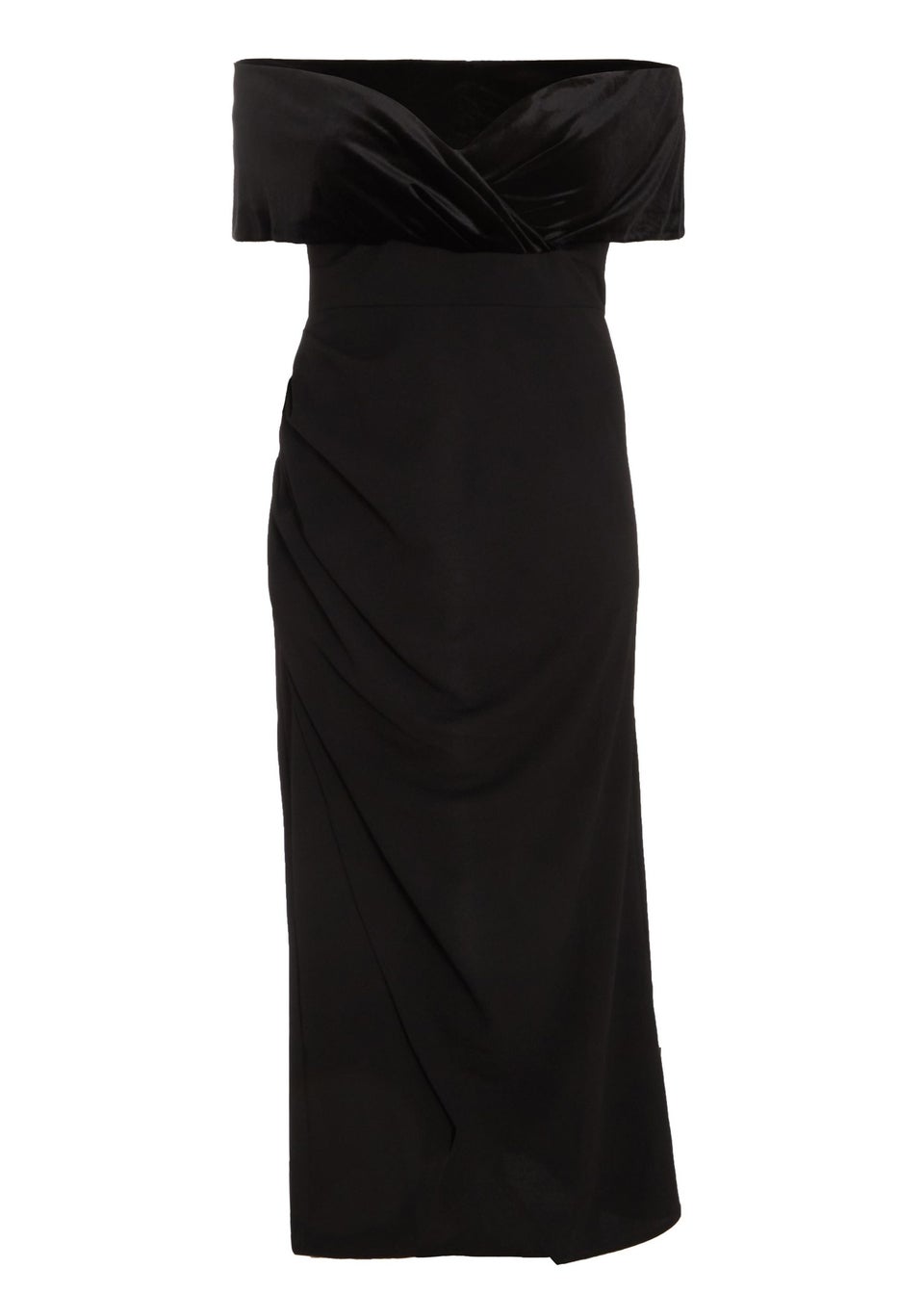 Quiz Black Curve Bardot Maxi Dress