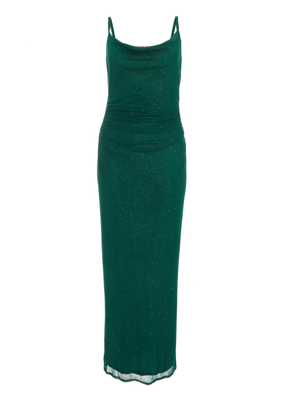 Quiz Green Glitter Mesh Midaxi Dress