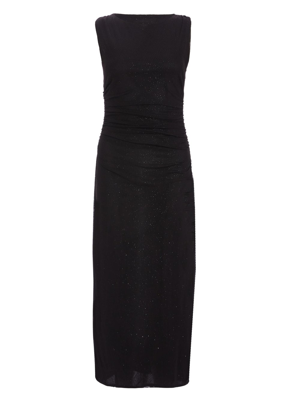 Quiz Black Glitter Mesh Midaxi Dress