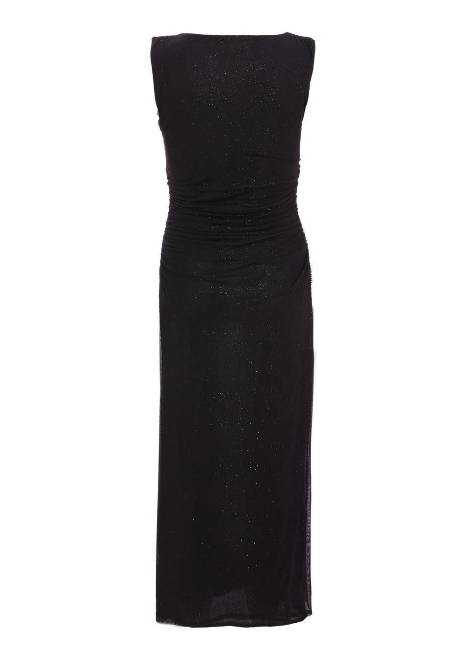Quiz Black Glitter Mesh Midaxi Dress