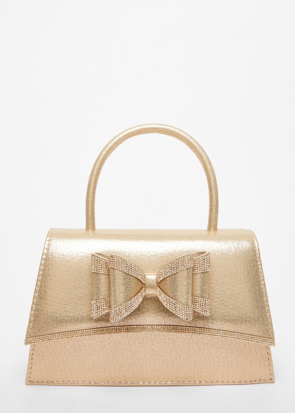 Quiz Gold Diamante Bow Bag