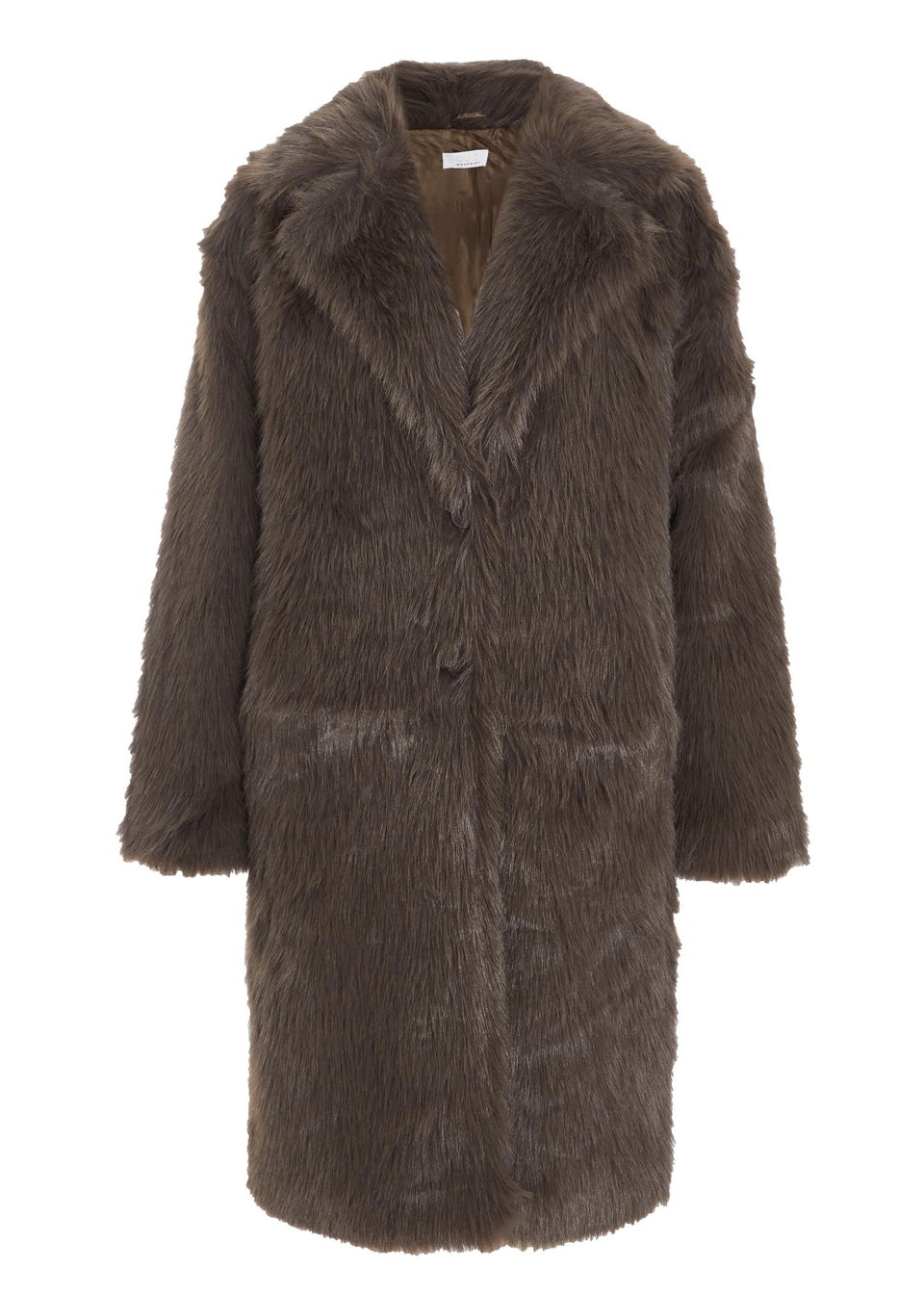 Quiz Brown Faux Fur Long Coat