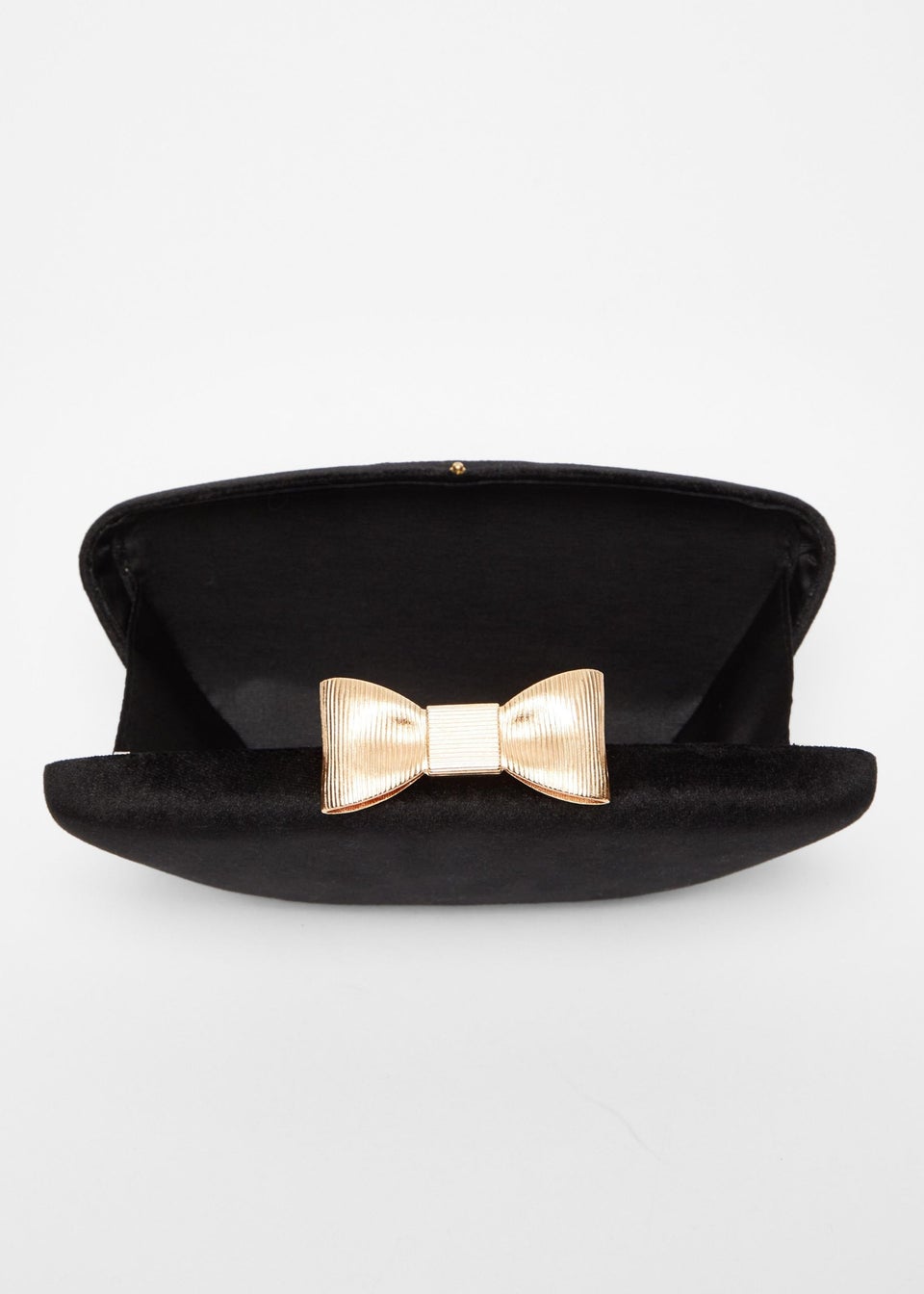 Quiz Black Velvet Bow Box Bag Matalan