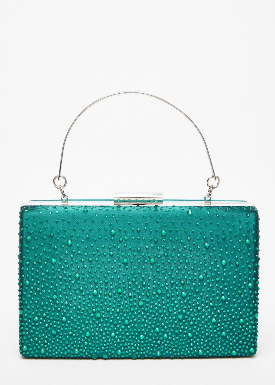 Quiz Green Scattered Diamante Box Bag