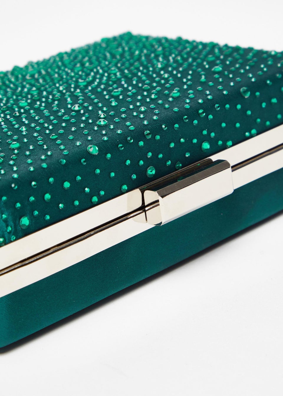 Quiz Green Scattered Diamante Box Bag