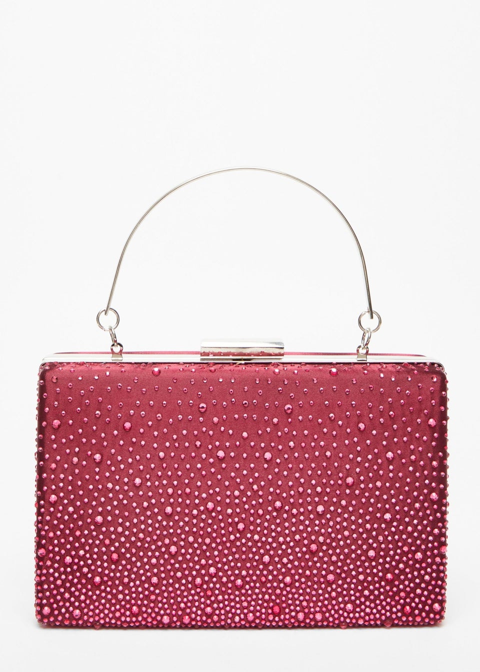 Quiz Red Scattered Diamante Box Bag