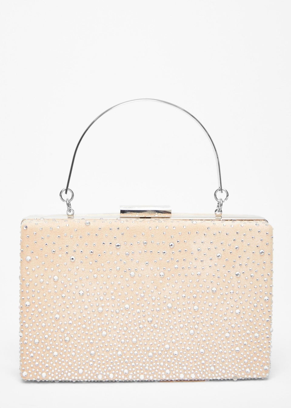 Quiz Natural Satin Embellished Box Bag