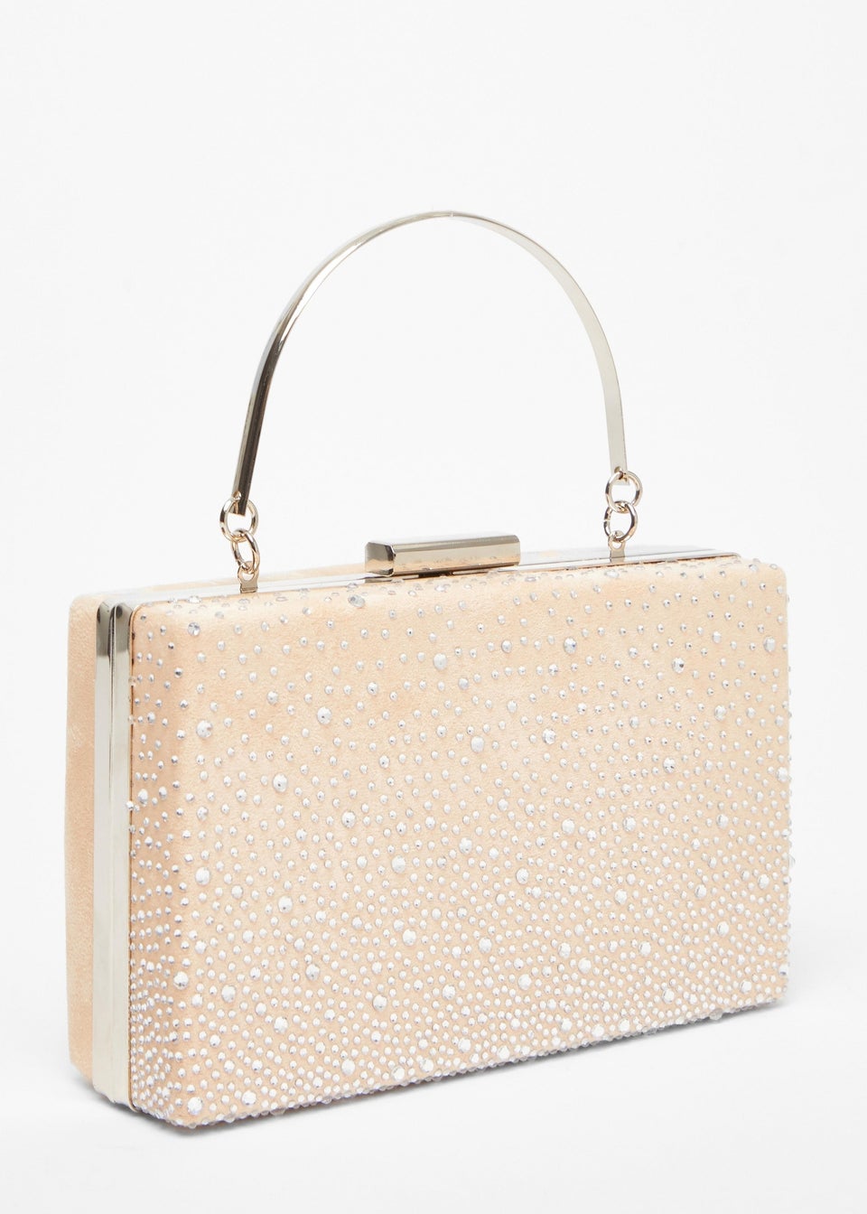 Quiz Natural Satin Embellished Box Bag