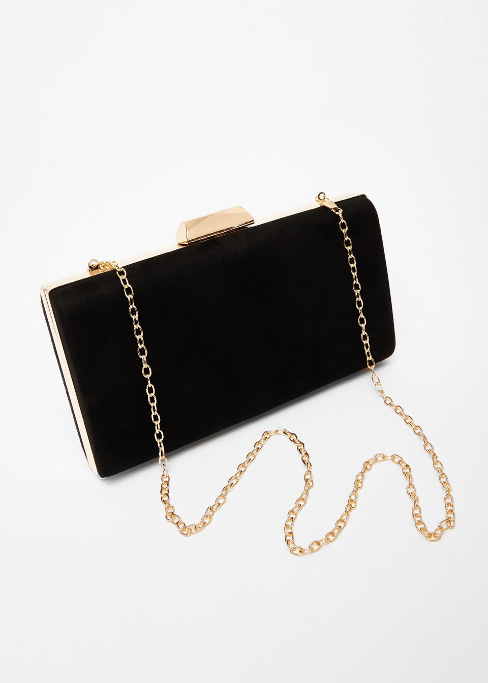 Quiz Black Faux Suede Clutch Bag