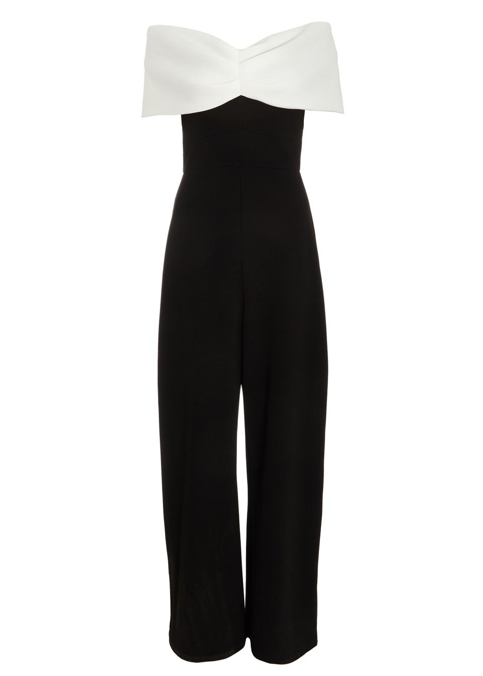 Quiz Black Contrast Bardot Palazzo Jumpsuit Matalan