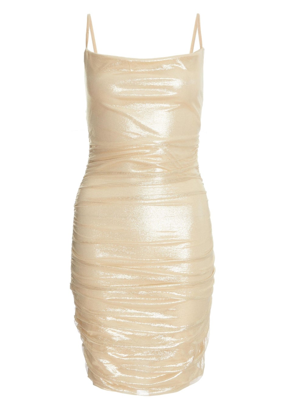 Quiz Gold Shimmer Cowl Neck Mini Dress