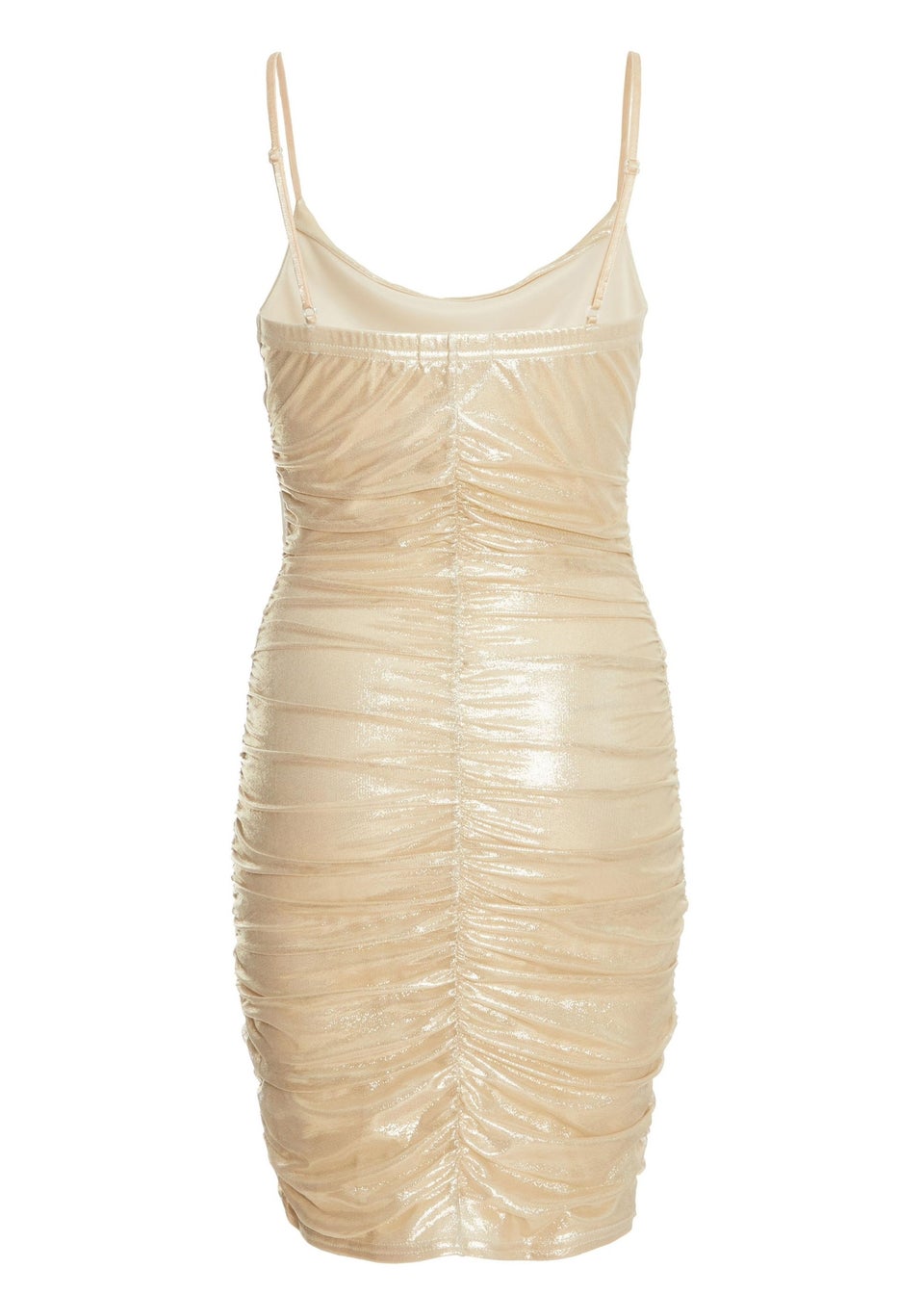 Quiz Gold Shimmer Cowl Neck Mini Dress
