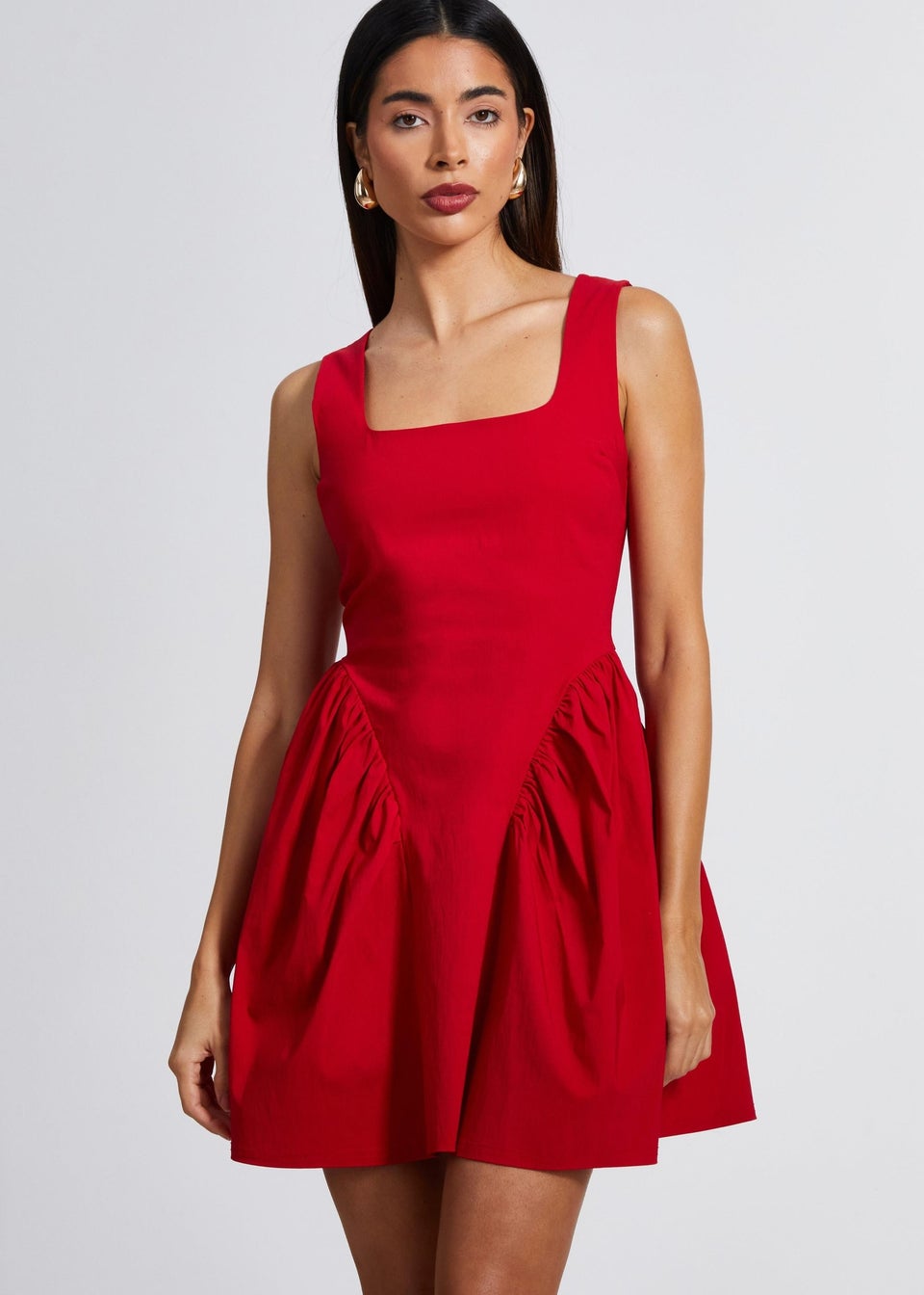 Quiz Red Scoop Back Skater Dress Matalan