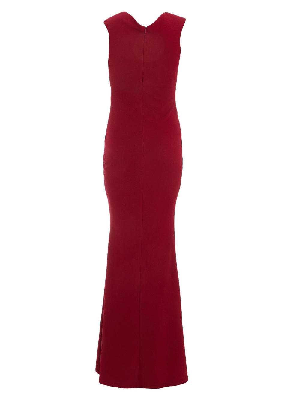 Quiz Burgundy Bardot Pleated Maxi Dress