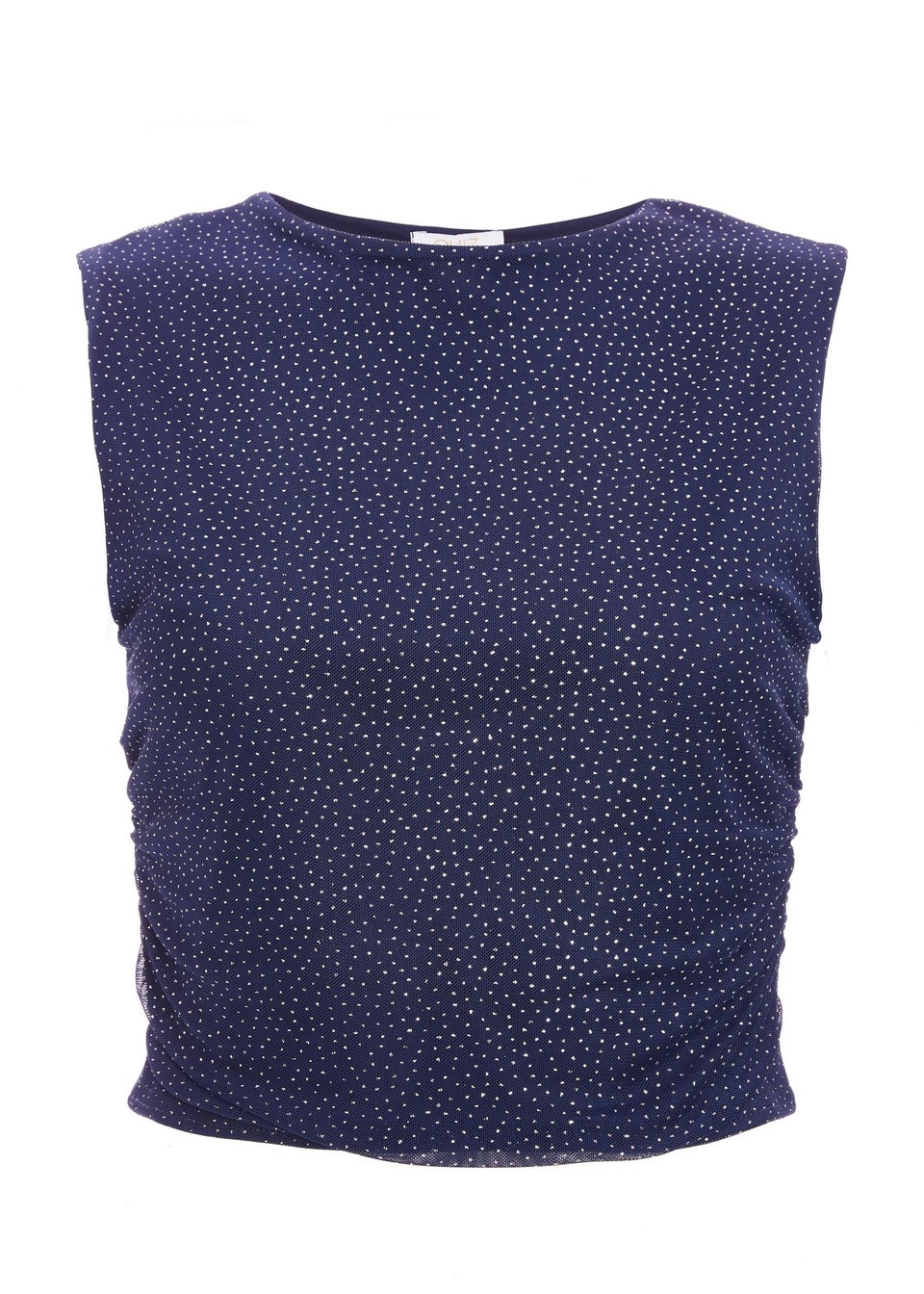 Quiz Navy Glitter Mesh Crop Top