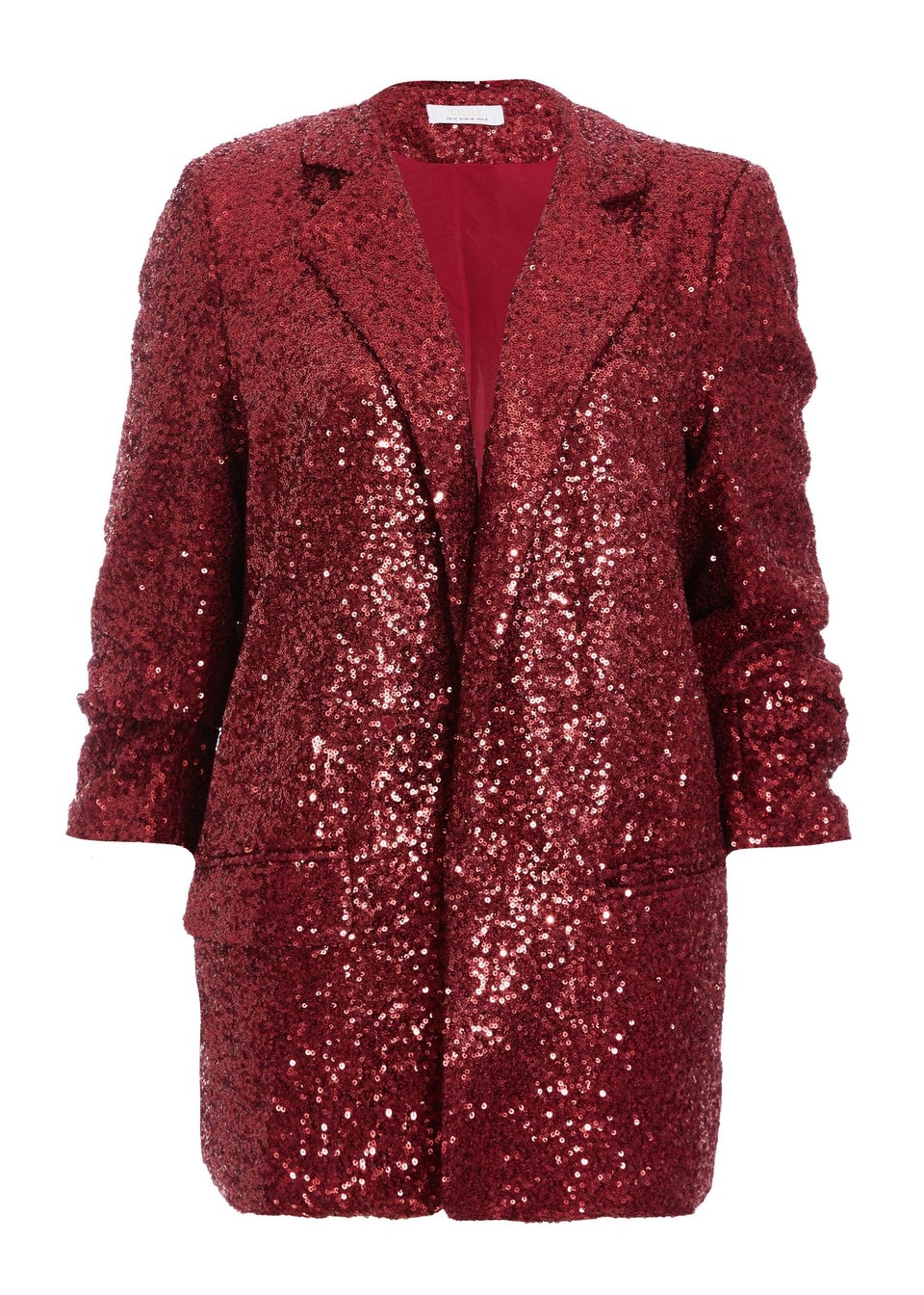 Quiz Burgundy Sequin Ruched Blazer