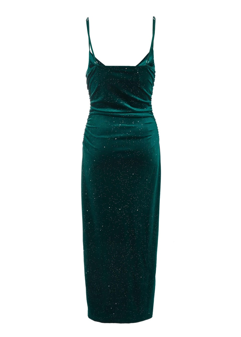 Quiz Green Velvet Glitter Midaxi Dress