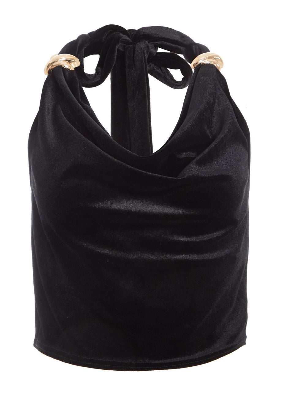 Black velvet halter top online
