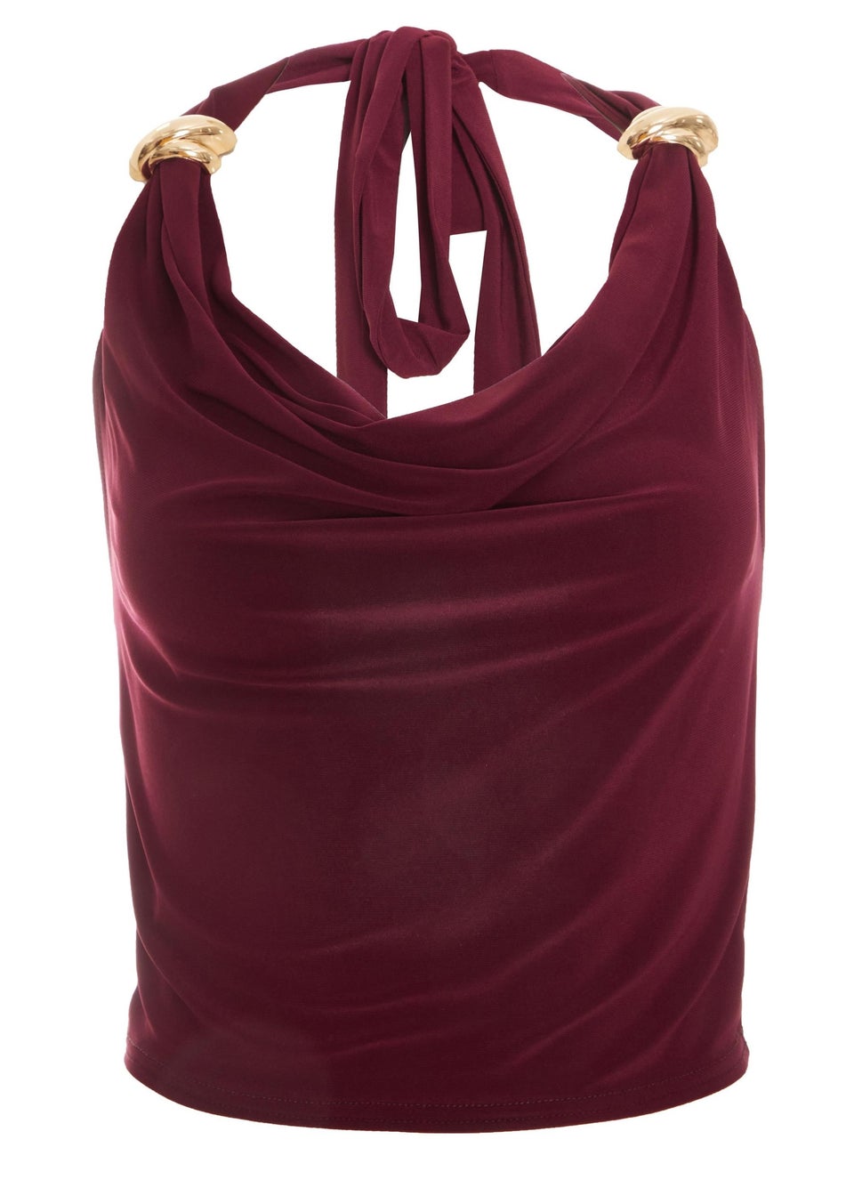 Quiz Red Buckle Detail Crop Top