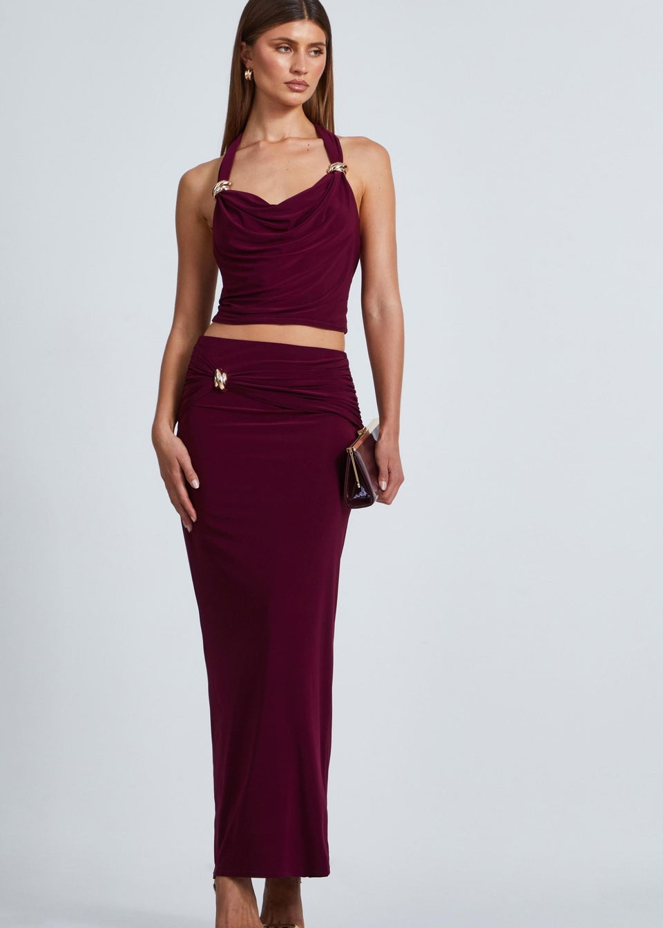 Quiz Red Buckle Detail Crop Top