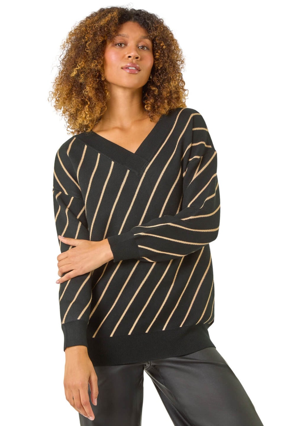 Roman Black Horizontal Stripe Knit Jumper