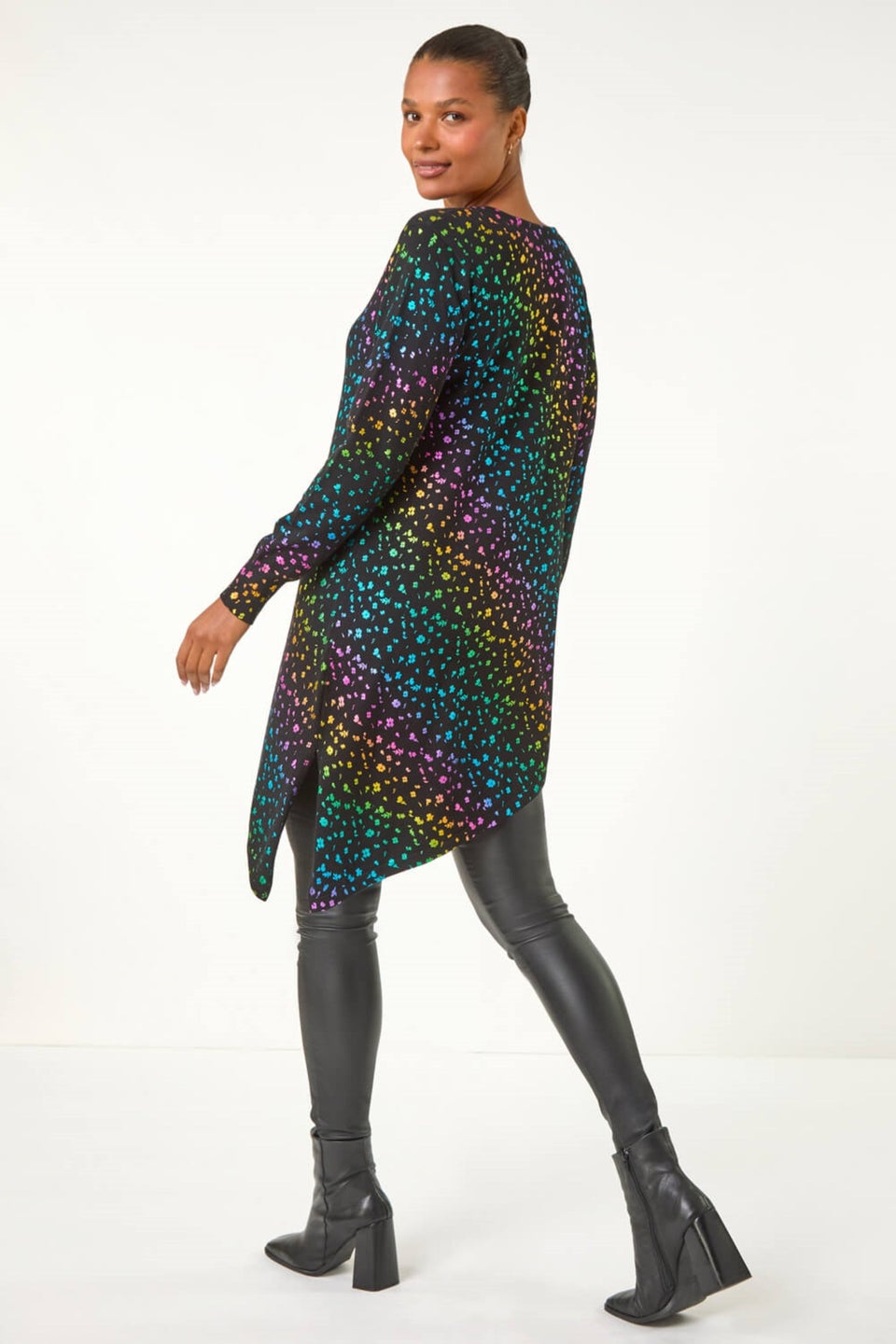 Roman Multi Asymmetrical Foil Print Tunic