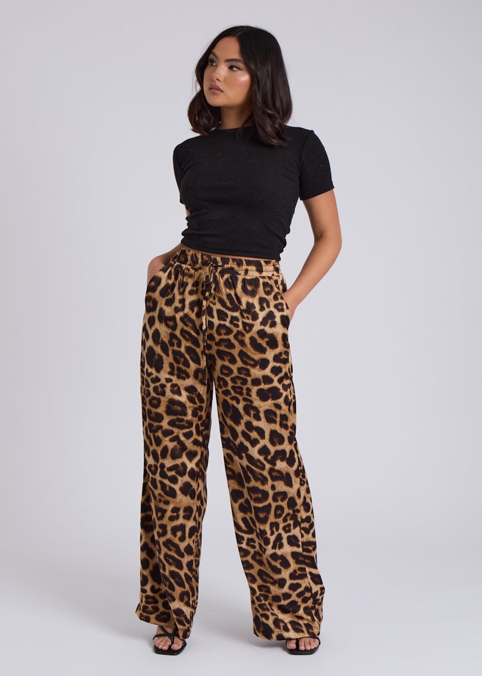 Urban Bliss Brown Leopard Wide Leg Trouser