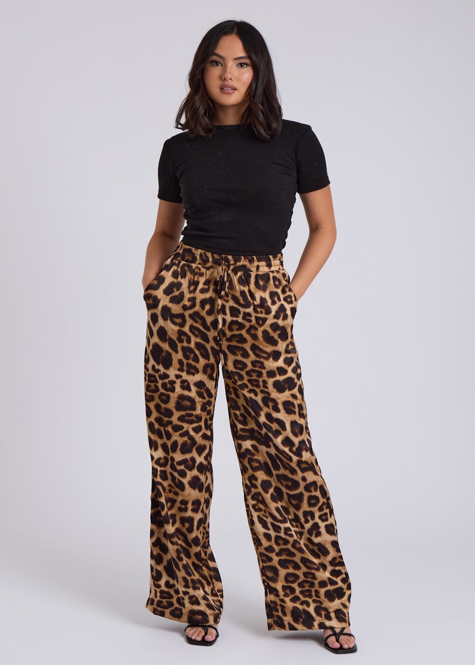 Urban Bliss Brown Leopard Wide Leg Trouser