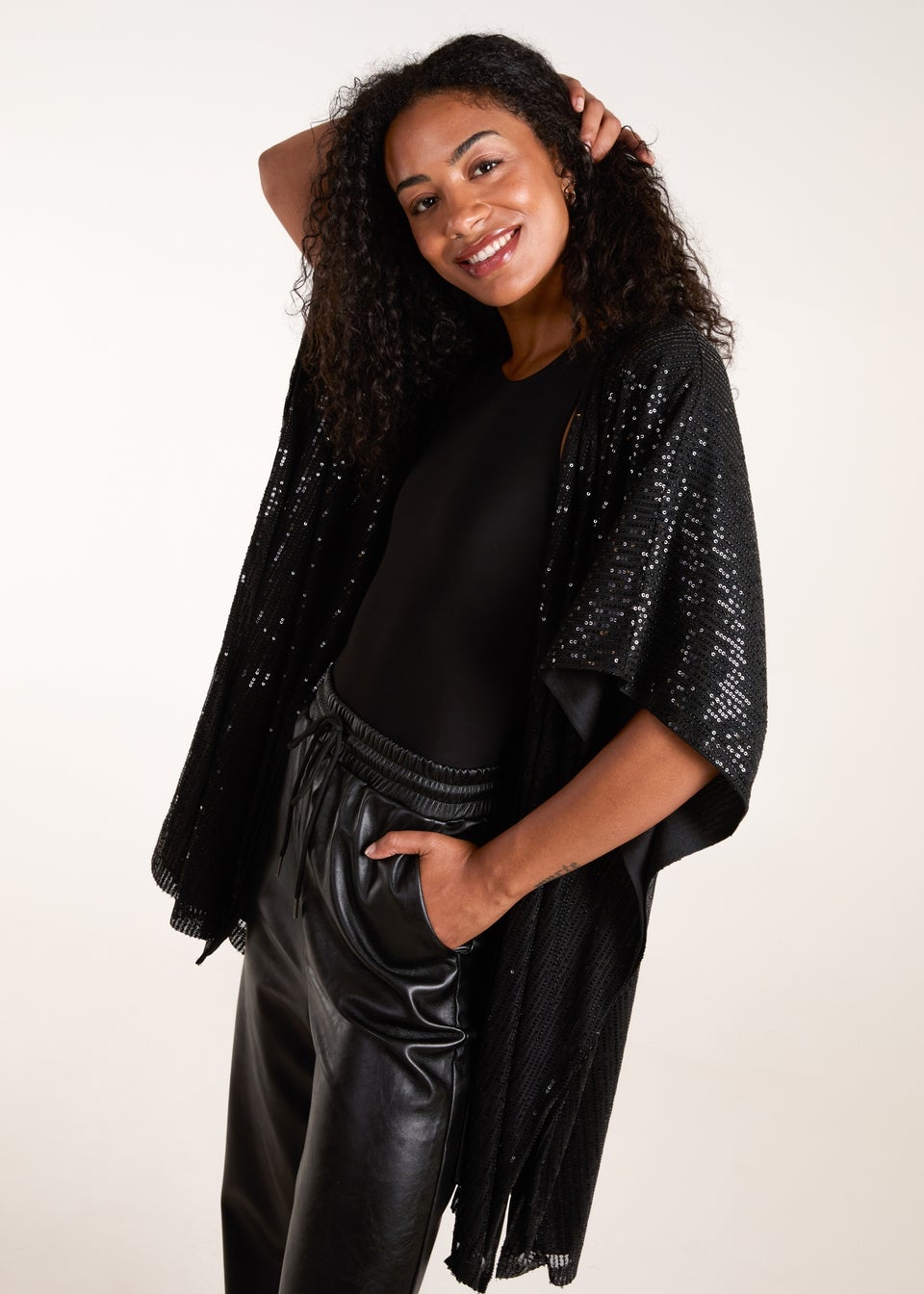 Blue Vanilla Black Sequin Kimono