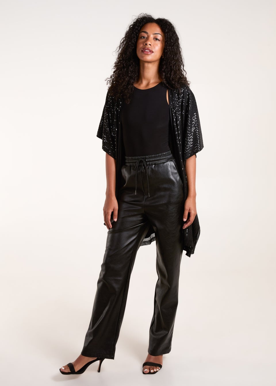 Blue Vanilla Black Sequin Kimono