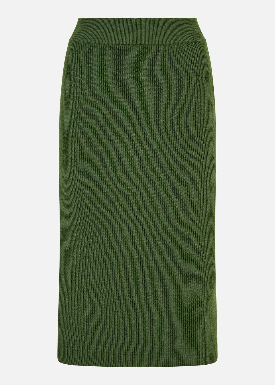 Yumi Green Rib Knitted Midi Column Skirt