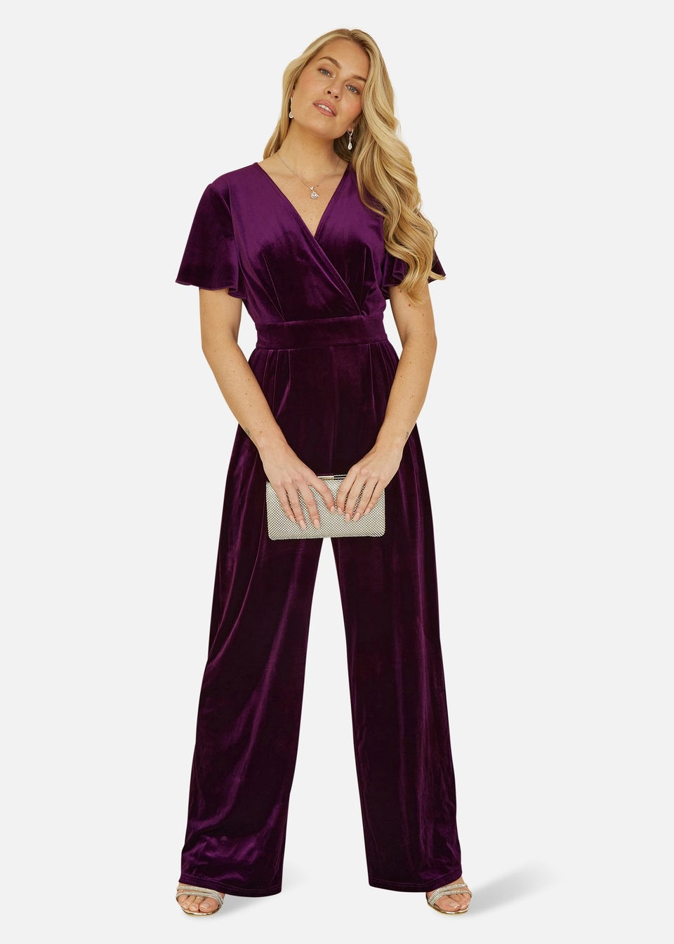 Yumi Purple Jumpsuit With Angel Sleeves Matalan