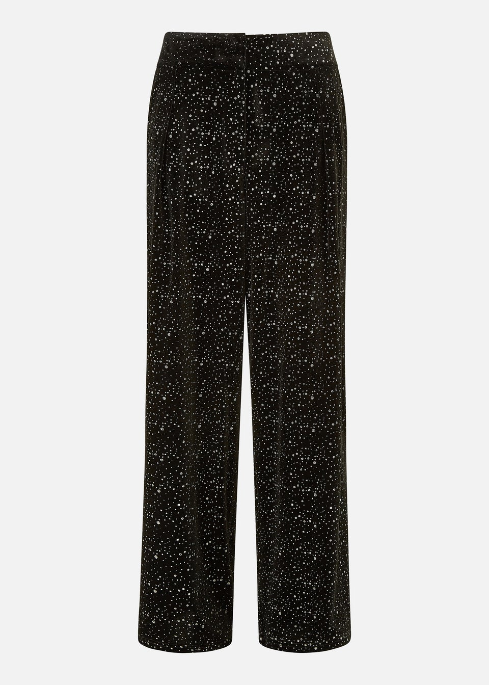 Yumi Black Velvet Sparkle Wide Leg Trousers