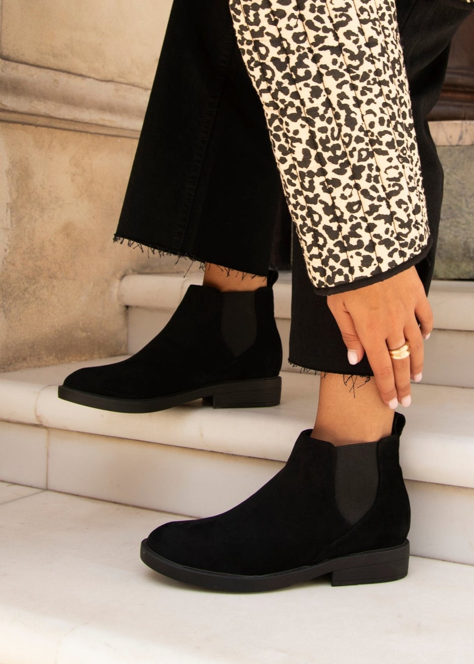 Linzi Karina Black Faux Suede Classic Chelsea Boot